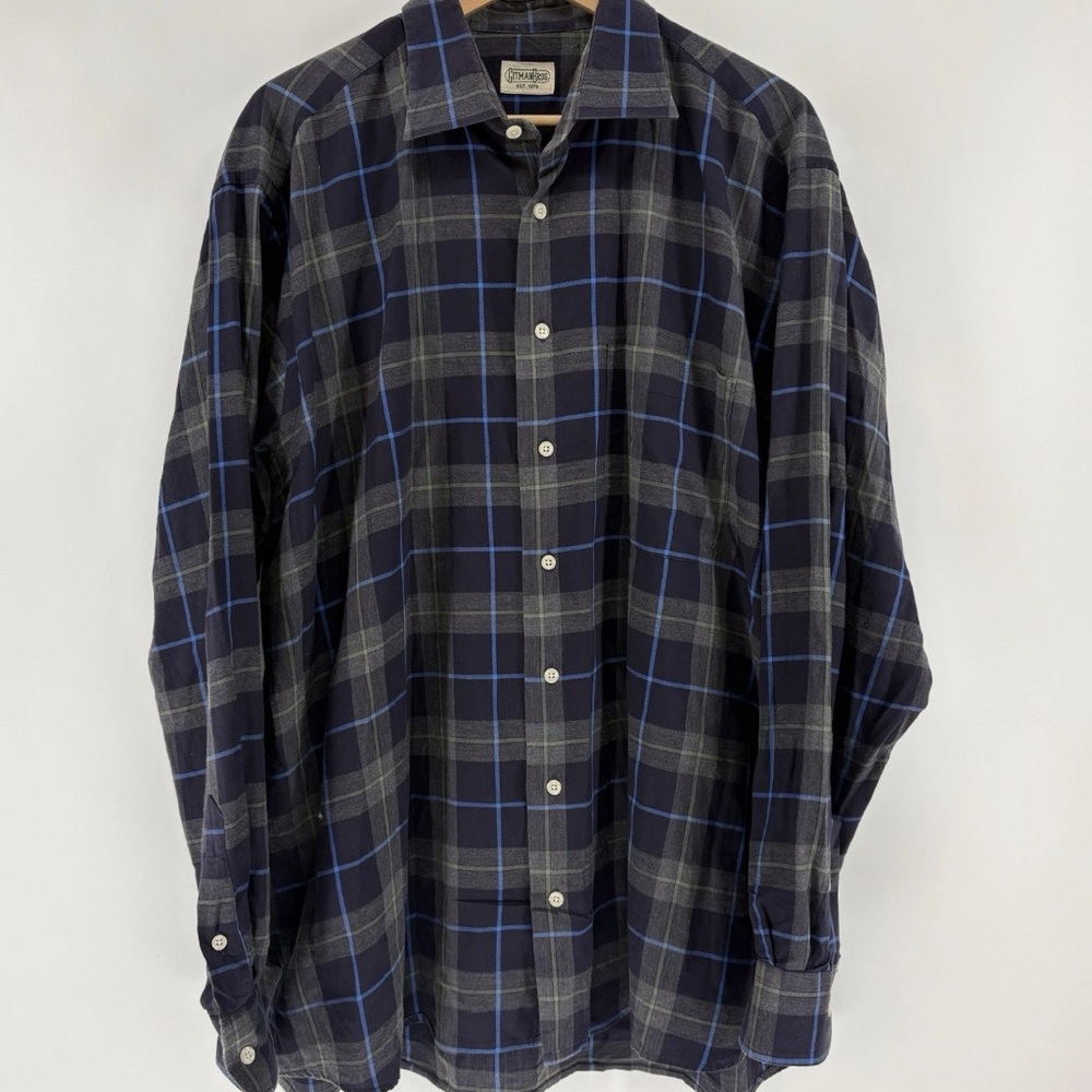 Vintage Gitman Bros Mens Plaid Button Down Flannel Long Sleeve Made In USA XL